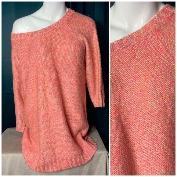 H&M Pink Multi Color 3/4 Sleeve Tunic Sweater Soft Knit Pullover Size S - Picture 1 of 8